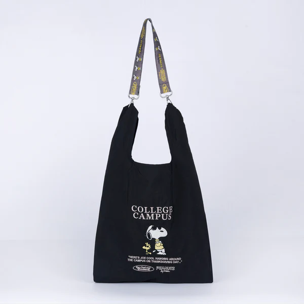 PEANUTS  PN/ストラップ付きショッパーバッグ BK